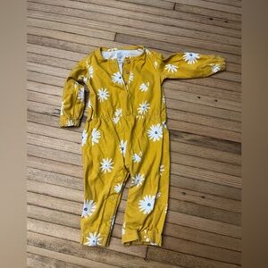 Yellow floral one piece outfit- long sleeves and long pants